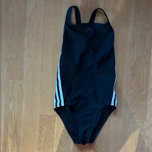 Adidas Black Swimsuit with White Stripes